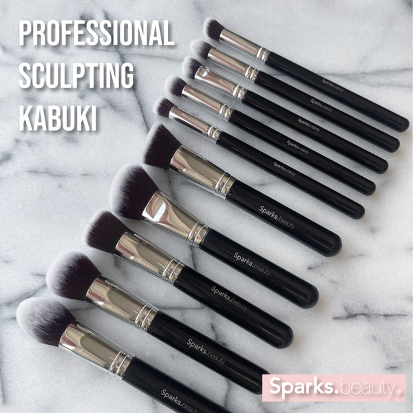 Set De 10 Brochas Profesionales Sculpting Kabuki + Esponja Pro Blending